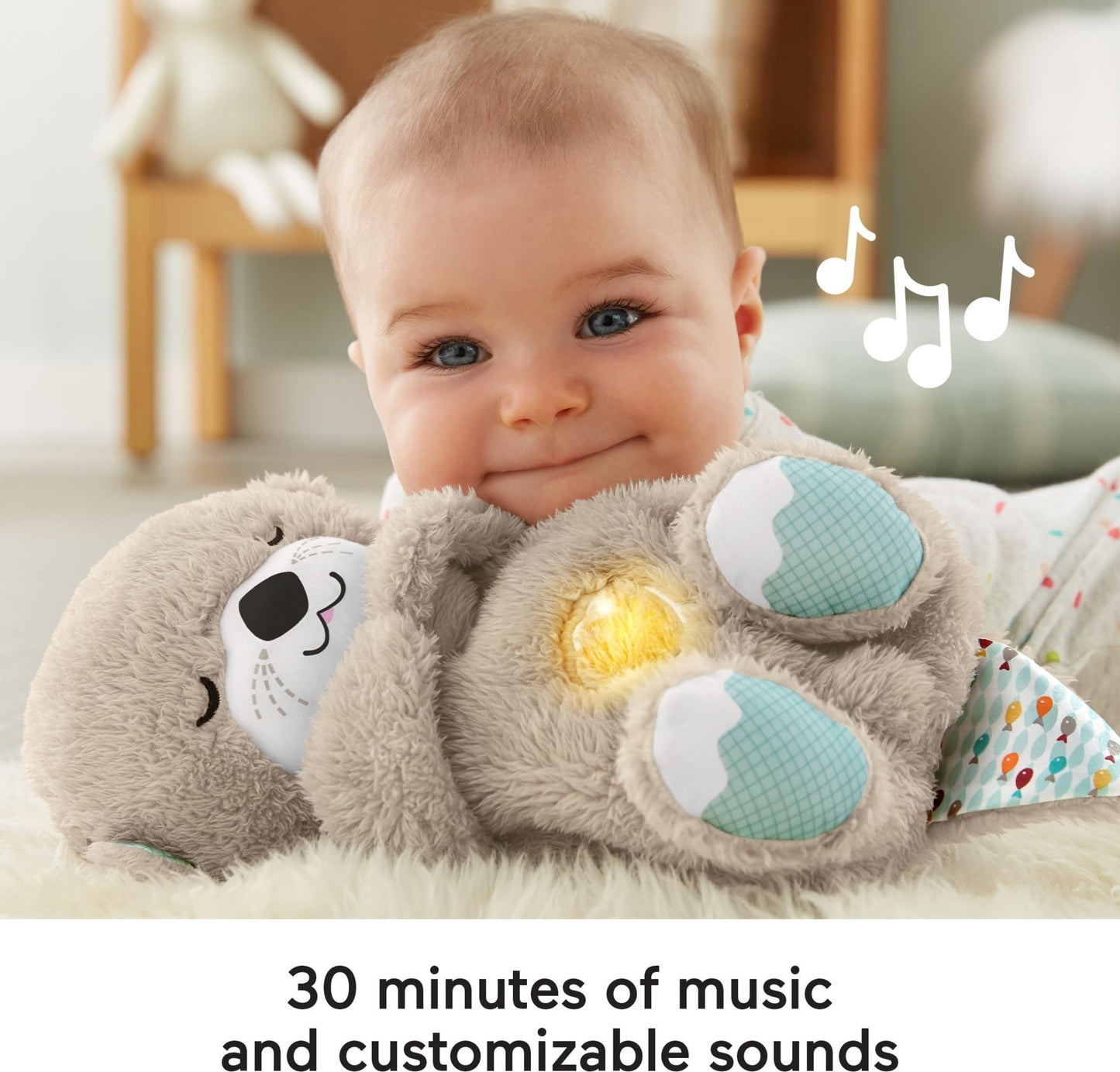 Fisher-Price Schlummer Otter – Kuscheltier mit Musik & Atembewegung für Babys