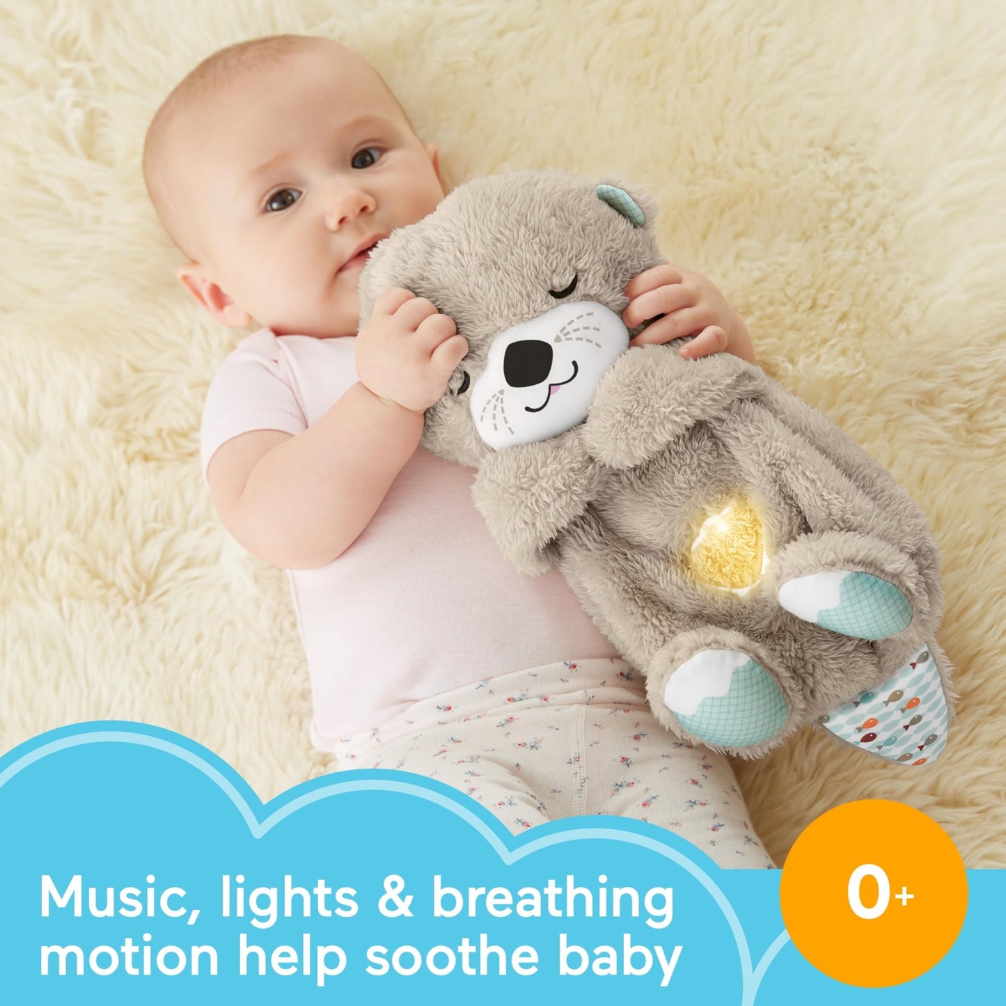 Fisher-Price Schlummer Otter – Kuscheltier mit Musik & Atembewegung für Babys